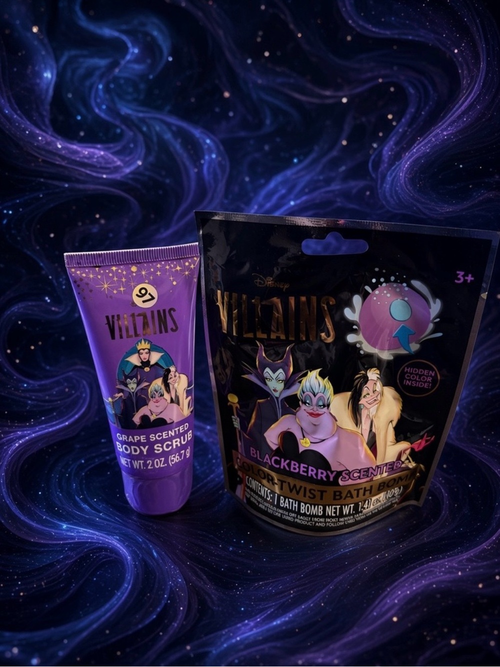 Disney Villains Grape Body Scrub & Blackberry Scented Bath Bomb Duo - Purple
